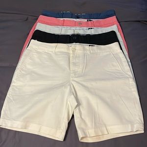 (5) Original Penguin Slim Fit Shorts in white, black, light blue, pink,navy blue